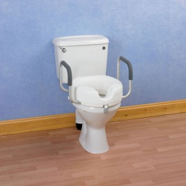 Siège de toilettes surélevé avec accoudoirs - 10 cm