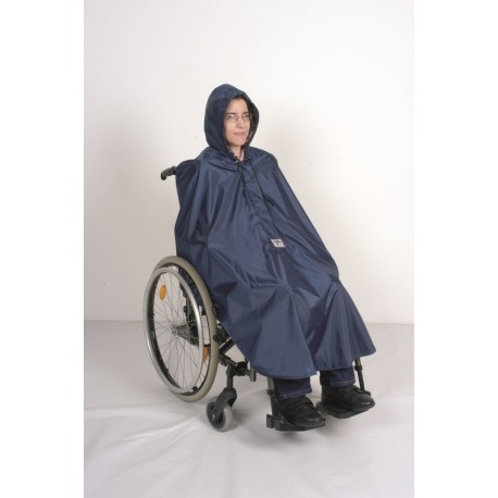 Poncho pour Fauteuil Roulant avec capuche, Fermeture à glissière